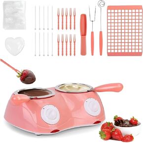 Yuehuam Melting Chocolate Pot, Electric Chocolate Fondue Candy Maker with Double Melting Pot, 2 Adjustable Temperature Mini Fondue Melting Pot Set for Milk Chocolate, Cheese, Butter, Candy