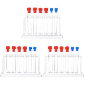 ULTECHNOVO Clear Plastic Test Tubes with Rack, 6 Bottles & 1 Rack, Clear Test Tube Racks Set Laboratory Tubes Test Tube Stand Science Lab Use