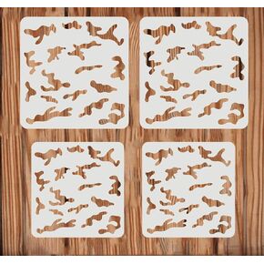 4PCS Camo Stencils Camo Stencil Kit for Spray Paint Camouflage Pattern Stencils for Painting on Wood Drawings Woodburning Canvas DIY Decor