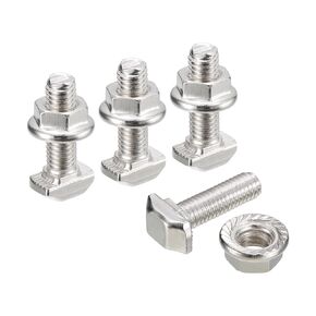 uxcell M5x10mm T Slot Drop-in Bolt and M5 Hexagon Flange Nut Set, 10 Sets Hammer Head T-Bolt T Shape Stud Sliding Screw for 20 Series Aluminum Profile