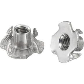 uxcell 3/8"-16 T-nut 50pcs 304 Stainless Steel 4 Pronged Tee Nuts for Furniture Woodwork Cabinetry Threaded Insertion