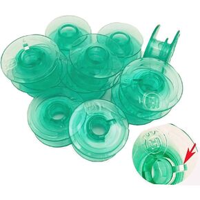 FQTANJU 25 Pieces/Box Green Transparent Plastic Bobbins - #4125615-45, for Viking Husqvarna Designer, Platinum, Lily Series and Also fit White Sewing Machine