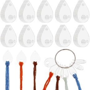 OLYCRAFT 50Pcs Clear Acrylic Bobbins with Hinged Ring Teardrop Acrylic Bobbins Cross Stitch Tread Bobbins Sewing Thread Winding Thread Bobbins Organizers for Sewing Storage DIY Crafts