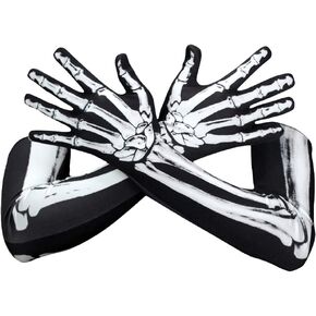 BESTOYARD Halloween Skull Ghost Gloves Skeleton Death Gloves Scary Skeleton Gloves Cosplay Long Finger Skull Fancy Dress Costume Halloween Costumes Accessories