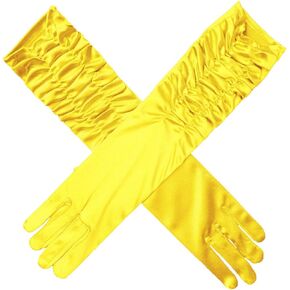 قفازات Maxpetus Satin للعرض المسرحي ذات ثنيات، قفازات زفاف متوسطة الطراز