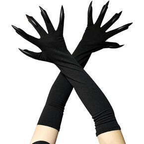 Dzrige Halloween Costume Paw Gloves,Witch Claw Gloves,Long Nail Ghost Gloves,Long Gloves with Fingernails for Halloween Party Decoration Supplies