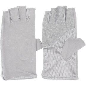 JURUAA Mens Summer Hiking Outdoor Sun Fingerless Gloves Cool Driving Anti UV Gloves