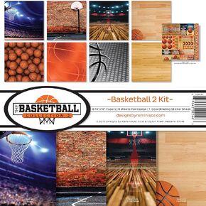 Reminisce Basketball Collection 2 Scrapbook Kit, Vin Tall, 27.6"X35.4"