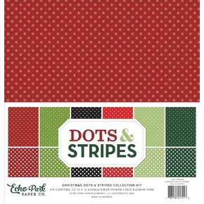 Echo Park Paper Company Dots & Stripes-Christmas Collection Kit, red, Green, Black 12-x-12-Inch