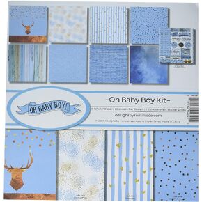 Reminisce (REMBC) Oh Baby Boy Scrapbook Collection Kit, Multicolor, 12x12 inches