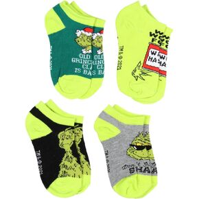 Bioworld Dr. Seuss The Grinch Kids Socks Old Grinchy Clause 4 Pairs Ankle No Show Socks