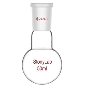StonyLab Glass 500ml Heavy Wall Single Neck 1 Neck Round Bottom Flask RBF, with 24/40 Standard Taper Outer Joint – 500ml