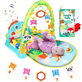 VZO Baby Gym Play Mat, Infant Play Mat and Activity Gym, Baby Play Piano Gym, Musical Activity Center for Baby, Play Mats for Babies and Toddlers, Tummy Time Mat Toys 0-3-6-12 Months(Pink)