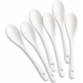 MIUFA 6PCS Porcelain White Coffee Spoons Espresso Spoons Tea Sauce and Desserts Ceramic Spoons