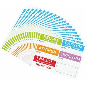 Hybsk 42x90mm Large Home Moving Labels for Boxes Apartment Moving Helper 6 Different Packing Fragile Labels Blank Furniture Labels (20 Sheets, 120pcs)