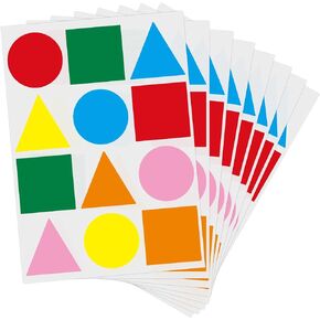 3600 Pcs Multi-Shaped Color Coding Stickers - 10 Colors Dot Triangle Square Rectangle Labels