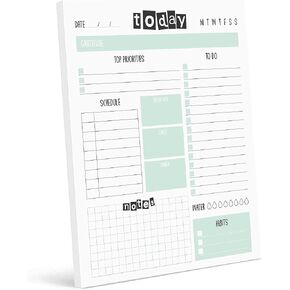 مفكرة Zynshe Daily Planner - 7 بوصة × 9 بوصة، 60 ورقة قابلة للتمزيق - 2024 مخطط غير مؤرخ/مفكرة قائمة المهام، متتبع العادات، مخطط الأهداف (الزهور الزرقاء) in Kuwait