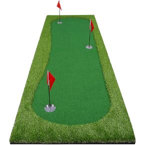 BOBURN Golf Putting Green/Mat-Golf Training Mat- Professional Golf Practice Mat- Green Long Challenging Putter for Indoor/Outdoor