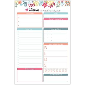 bloom daily planners Daily Planning System Tear Off to-Do Pad - Undated Checklist Notepad Organizer with Perforated Sheets - 6" x 9" (Floral Dots)