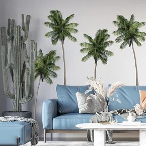 FAYYGYH Tropical Plants Green Leaves Wall Decals Palm Tree Plant Wall Stickers Removable Art Murals for Living Room, TV Background, Bedroom, Office, Nursery Decor (Palm Tree)
