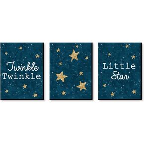 Big Dot of Happiness Twinkle Twinkle Little Star - Baby Boy Nursery Wall Art and Kids Room Decorations - Gift Ideas - 7.5 x 10 inches - Set of 3 Prints