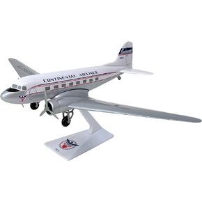 Flight Miniatures Continental DC-3 1:100 Scale - Plastic Snap-Fit Model Airplane - Collectible Replica of Continental Airlines Aircraft - Part #ADC-00300C-001