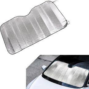 ZKFAR 1 PC Car 51.1" x 23.6" Windshield Sun Shade, Bubble Insulation Keep Vehicle Cool Accessory, Perfect Coverage Foldable UV Reflective Board, Universal for Car Front Window Protection (Silver)