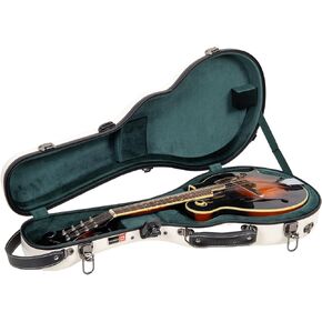 Crossrock Fiberglass F-Style Mandolin Case, with Accessory Compartment, Backpack Straps, TSA Lock-Milky White (CRF2020MFMW)