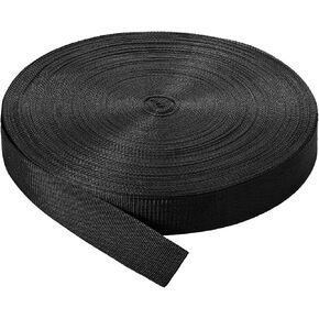Canlierr 2 Inch by 110 Yard Heavyweight Polypropylene Webbing Polypropylene Strap Webbing Fabric Flat Rope Climbing Strap Cargo Strap Heavy Duty Poly Strap for Outdoor DIY Craft (Black) in Saudi Arabia