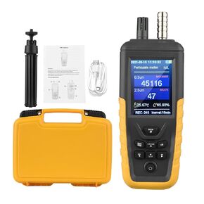 Air Quality Monitor Dust Particle Counter,High Sensitivity 3-Channel PM0.3/2.5/10 um Temperature and Humidity Monitor/USB Recharge Data Transfer/Storge Pollution Monitor