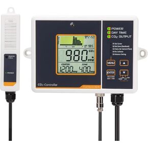 CO2 Controller Carbon Dioxide Controller Air Quality Monitor CO2 Detector with Day & Night Relay Control CO2 Continuous Measurement, NDIR CO2 Sensor Meter for Grow Room Green House Factory Office
