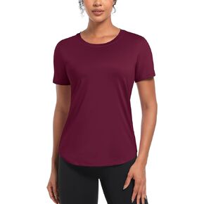 MAGCOMSEN Women's UPF 80+ Short Sleeve T Shirts Quick Dry Breathable Athletic Workout Gym Tops with Curve Hem