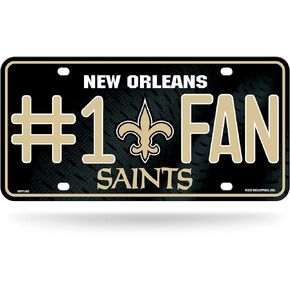 Rico Industries NFL Football New Orleans Saints #1 Fan Metal Auto Tag 6 x 11.5-"