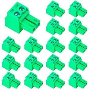 Keszoox 20 PCS 3.81mm Pitch Green Phoenix Type Connector 2 Pin PCB Screw Terminal Block