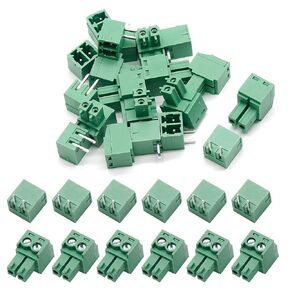 Bonsicoky 10Set 3.81mm Pitch Male Female 2-Pin PCB Screw Terminal Block Connector Plug KF2EDGK - Green, 300V 8A