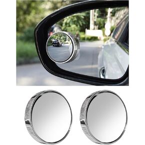 Sylvil 2 PCS Car Blind Spot Side Mirror, 2 Inch Reusable Round HD Blind Spot Mirror with Sucker, Universal 360° Wide Angle Glass Convex Side Rear View Mirror for Cars SUVs and Trucks (Black)