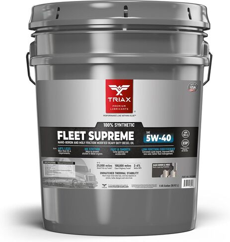 ترياكس فليت سوبريم 5W-40 ESP API CK-4 زيت محرك ديزل اصطناعي بالكامل، احتكاك محسّن ومعزز بالموليبدينوم والنانو بورون، أداء رائع لضربات الطاقة بسعة 5 جالون (عبوة من 5) in Saudi Arabia