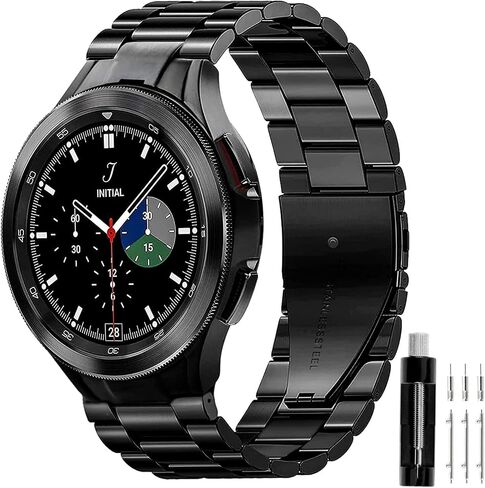 GOLDTOLUCK متوافق مع ساعة Samsung Galaxy Watch 6 5 4 Band Pro Classic 20 مم 43 مم 47 مم 45 مم 40 مم 44 مم 42 مم 46 مم، سوار عمل معدني للرجال مصنوع من الفولاذ المقاوم للصدأ الصلب in Kuwait