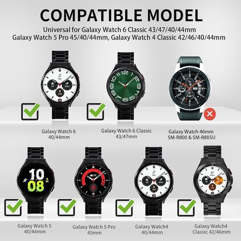 GOLDTOLUCK متوافق مع ساعة Samsung Galaxy Watch 6 5 4 Band Pro Classic 20 مم 43 مم 47 مم 45 مم 40 مم 44 مم 42 مم 46 مم، سوار عمل معدني للرجال مصنوع من الفولاذ المقاوم للصدأ الصلب in Kuwait