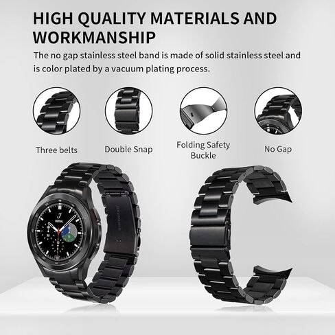 GOLDTOLUCK متوافق مع ساعة Samsung Galaxy Watch 6 5 4 Band Pro Classic 20 مم 43 مم 47 مم 45 مم 40 مم 44 مم 42 مم 46 مم، سوار عمل معدني للرجال مصنوع من الفولاذ المقاوم للصدأ الصلب in Kuwait