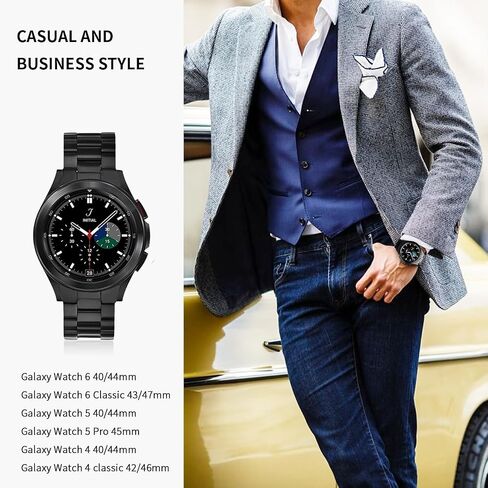 GOLDTOLUCK متوافق مع ساعة Samsung Galaxy Watch 6 5 4 Band Pro Classic 20 مم 43 مم 47 مم 45 مم 40 مم 44 مم 42 مم 46 مم، سوار عمل معدني للرجال مصنوع من الفولاذ المقاوم للصدأ الصلب in Kuwait
