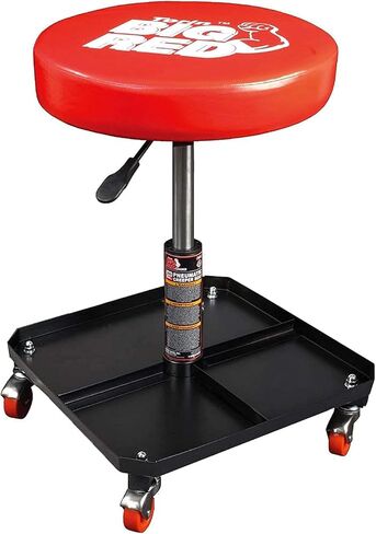 BIG RED TR6300-1 Torin Rolling Creeper Garage/Shop Seat: Padded Mechanic Stool with Tool Tray, Red in Saudi Arabia