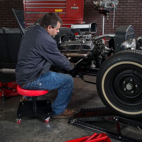 BIG RED TR6300-1 Torin Rolling Creeper Garage/Shop Seat: Padded Mechanic Stool with Tool Tray, Red in Saudi Arabia