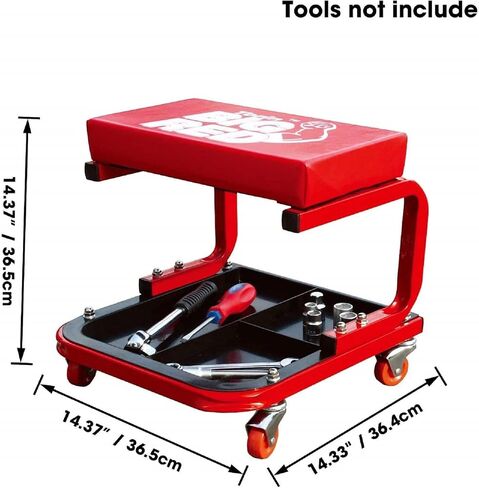 BIG RED TR6300-1 Torin Rolling Creeper Garage/Shop Seat: Padded Mechanic Stool with Tool Tray, Red in Saudi Arabia