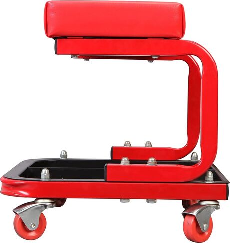 BIG RED TR6300-1 Torin Rolling Creeper Garage/Shop Seat: Padded Mechanic Stool with Tool Tray, Red in Saudi Arabia