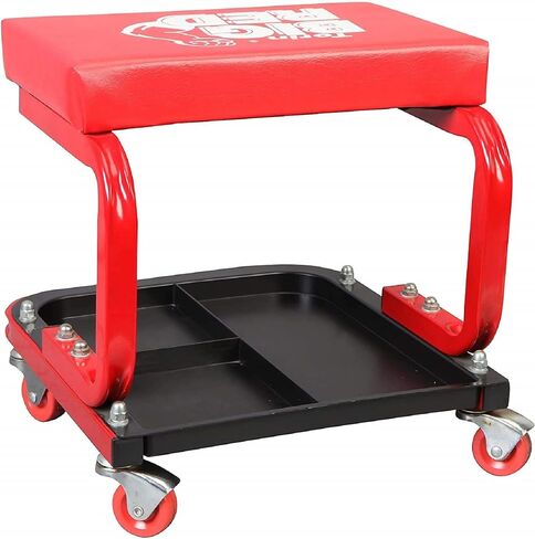 BIG RED TR6300-1 Torin Rolling Creeper Garage/Shop Seat: Padded Mechanic Stool with Tool Tray, Red in Saudi Arabia