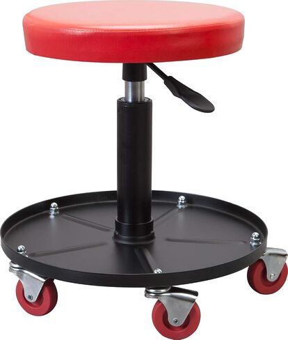BIG RED TR6300-1 Torin Rolling Creeper Garage/Shop Seat: Padded Mechanic Stool with Tool Tray, Red in Saudi Arabia