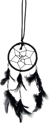 Rastogi Handicrafts Dream Catchers ديكور الحائط، المنزل غرفة نوم السيارة غرفة الحضانة معلقة اليدوية ديكور ديكور الريش (أسود 3 "حلقة) in Kuwait
