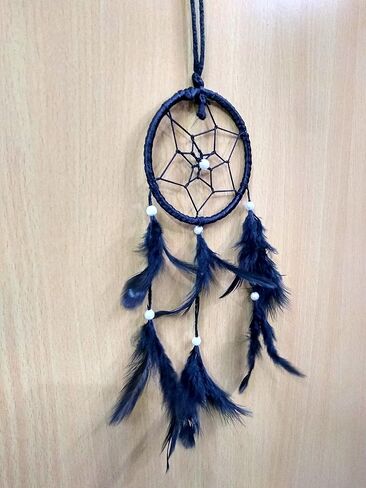 Rastogi Handicrafts Dream Catchers ديكور الحائط، المنزل غرفة نوم السيارة غرفة الحضانة معلقة اليدوية ديكور ديكور الريش (أسود 3 "حلقة) in Kuwait