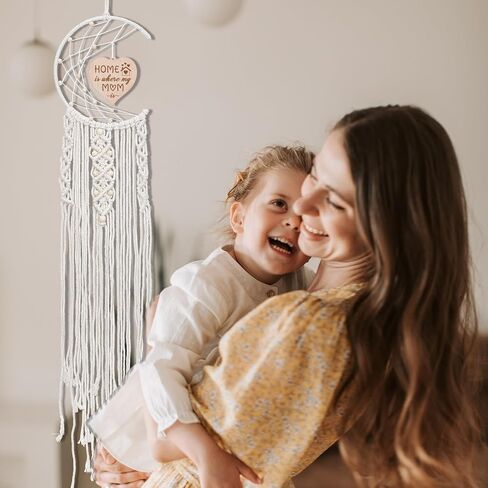 freebloss القمر حلم الماسك الهدايا للأم من ابنة، بوهو Dreamcatchers الجدار شنقا ديكور مكرامية الجدار شنقا حلم الماسك مع قلادة القلب الخشبية، المنزل هو حيث أمي in Kuwait